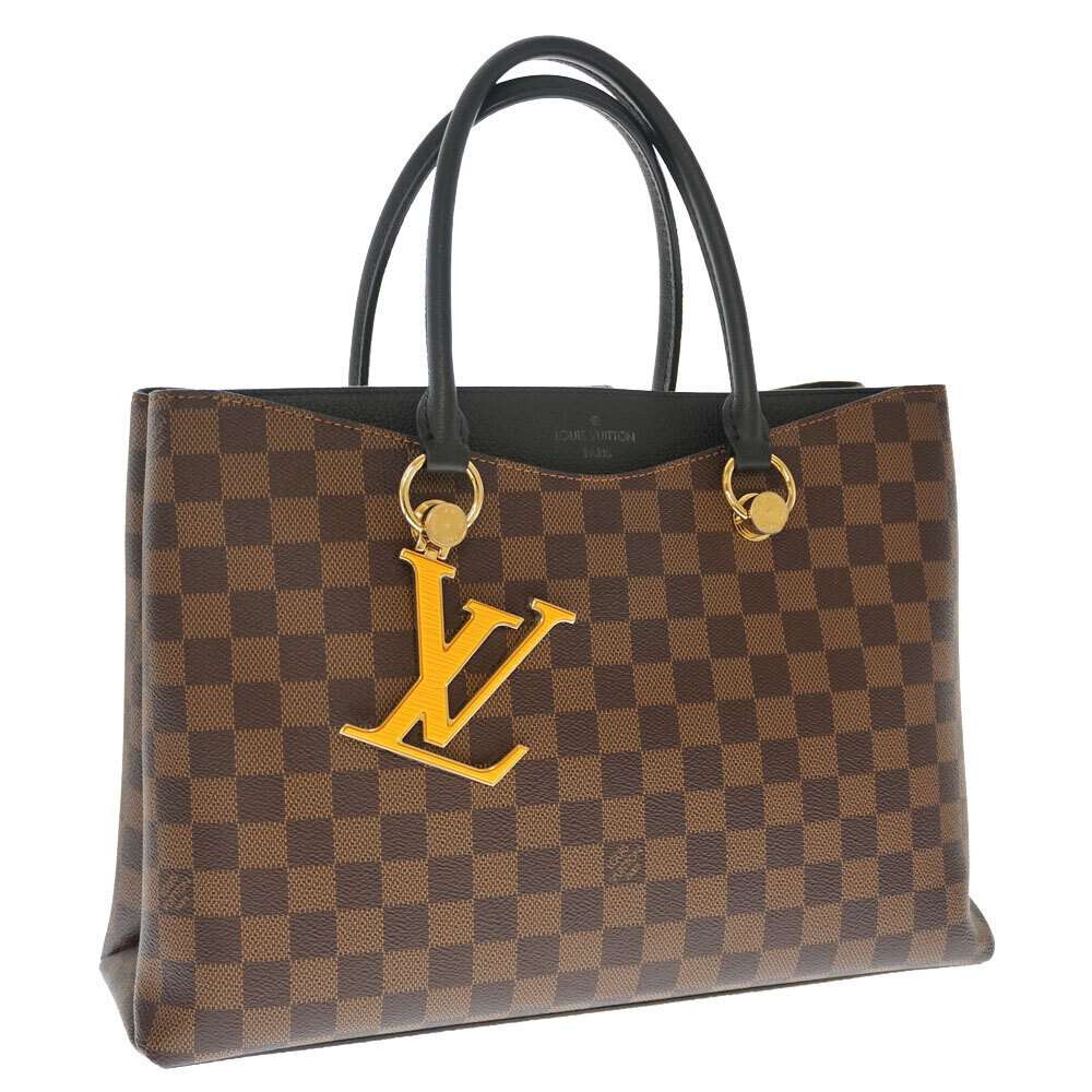 LOUIS VUITTON LV Riverside Damier Ebene Brown Handbag Shoulder Strap Charm
